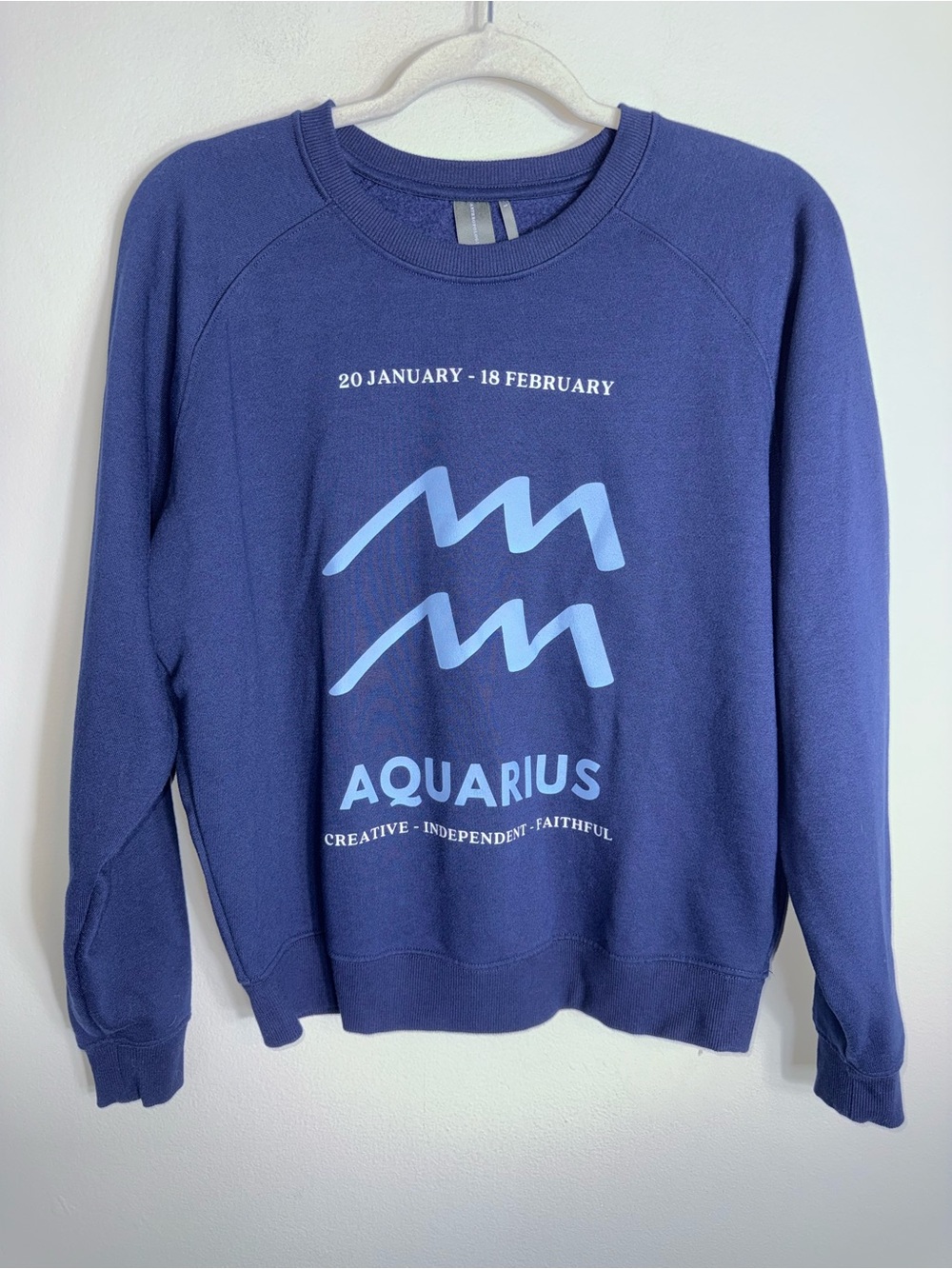 Anthropologie Aquarius Zodiac Long Sleeve Sweatshirt-Navy Blue-Small